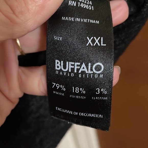 •BUFFALO DAVID BITTON•BLACK/DARK GRAY LONG SLEEVE SCOOPNECK TOP SIZE XXL - Picture 5 of 8